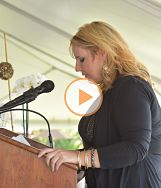 Shauna Durrwachter speaking at podium at Marian Foundation Annual Dinner 2015