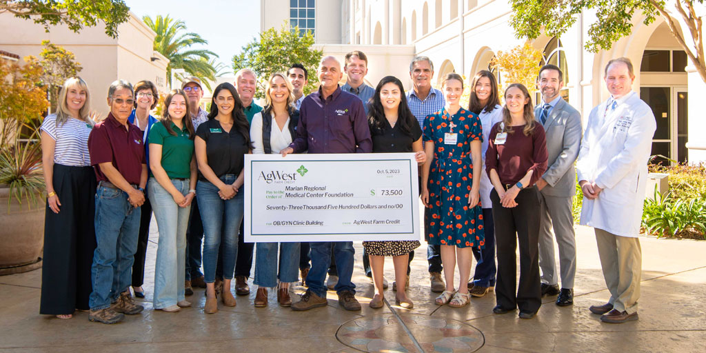 AgWest Farm Credit Presents Check to Marian's OB/GYN Residency