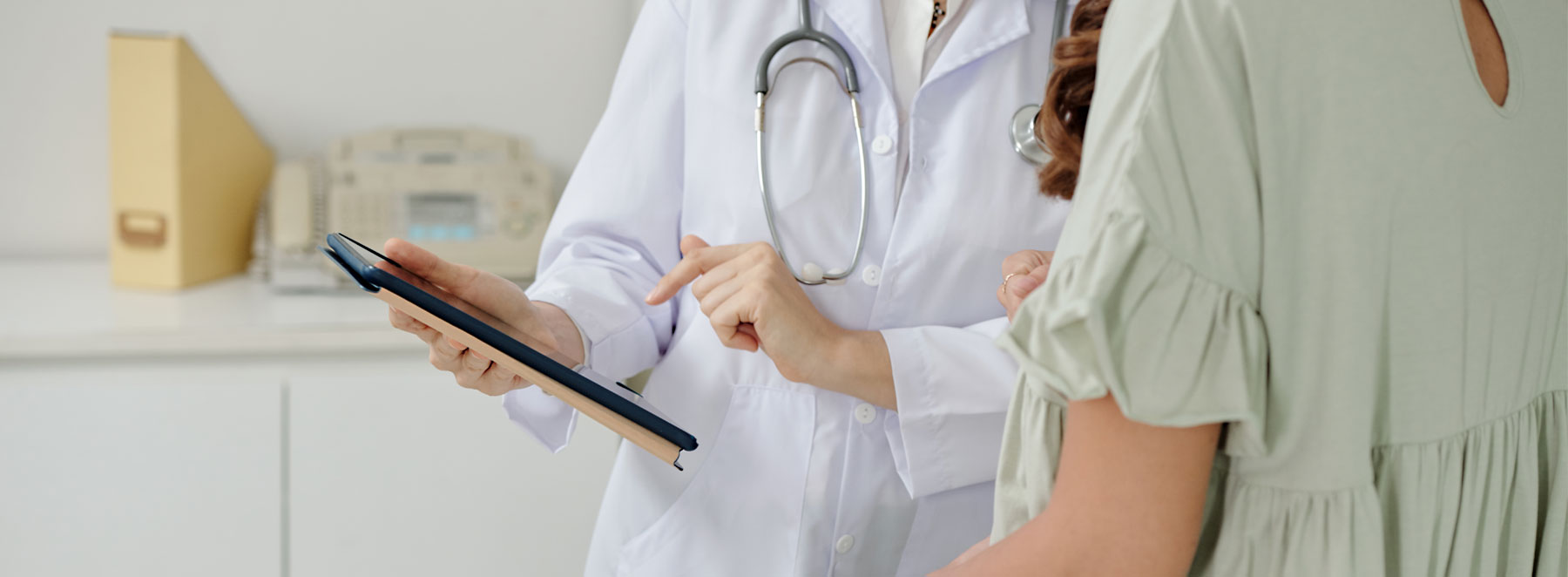 Female doctor with patient