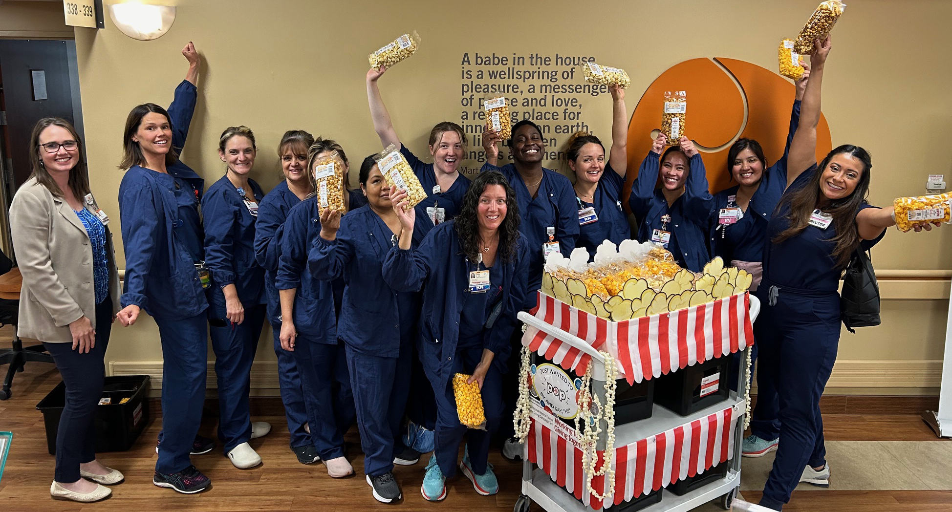 Nurses Celebrating with Popcorn
