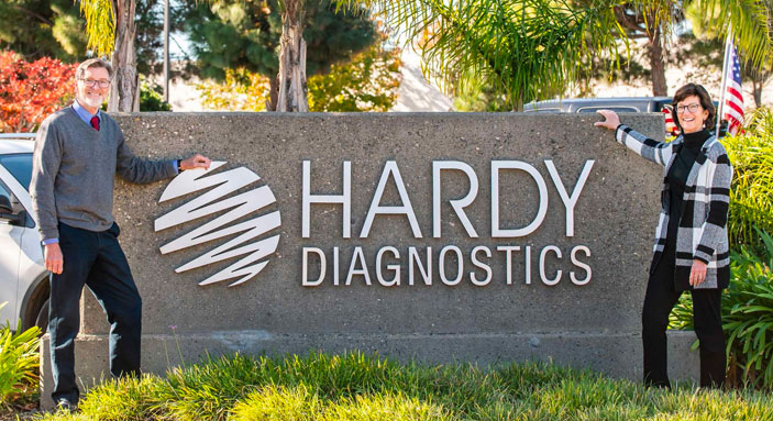 Hardy Diagnostics sign with Jay Hardy and Sue Andersen.