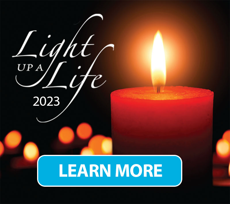 Light Up a Life 2023 - photo of a burning candle and title