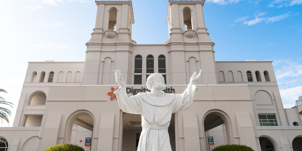 St. Francis Statue in front of Marian Regional Medical Center