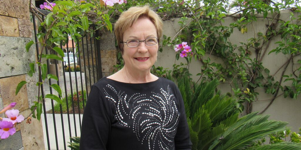 Margie Porreco in garden at Mission Hope Cancer Center