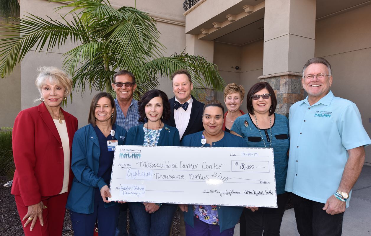 The Teal Journey Ovarian Cancer Foundation check presentation