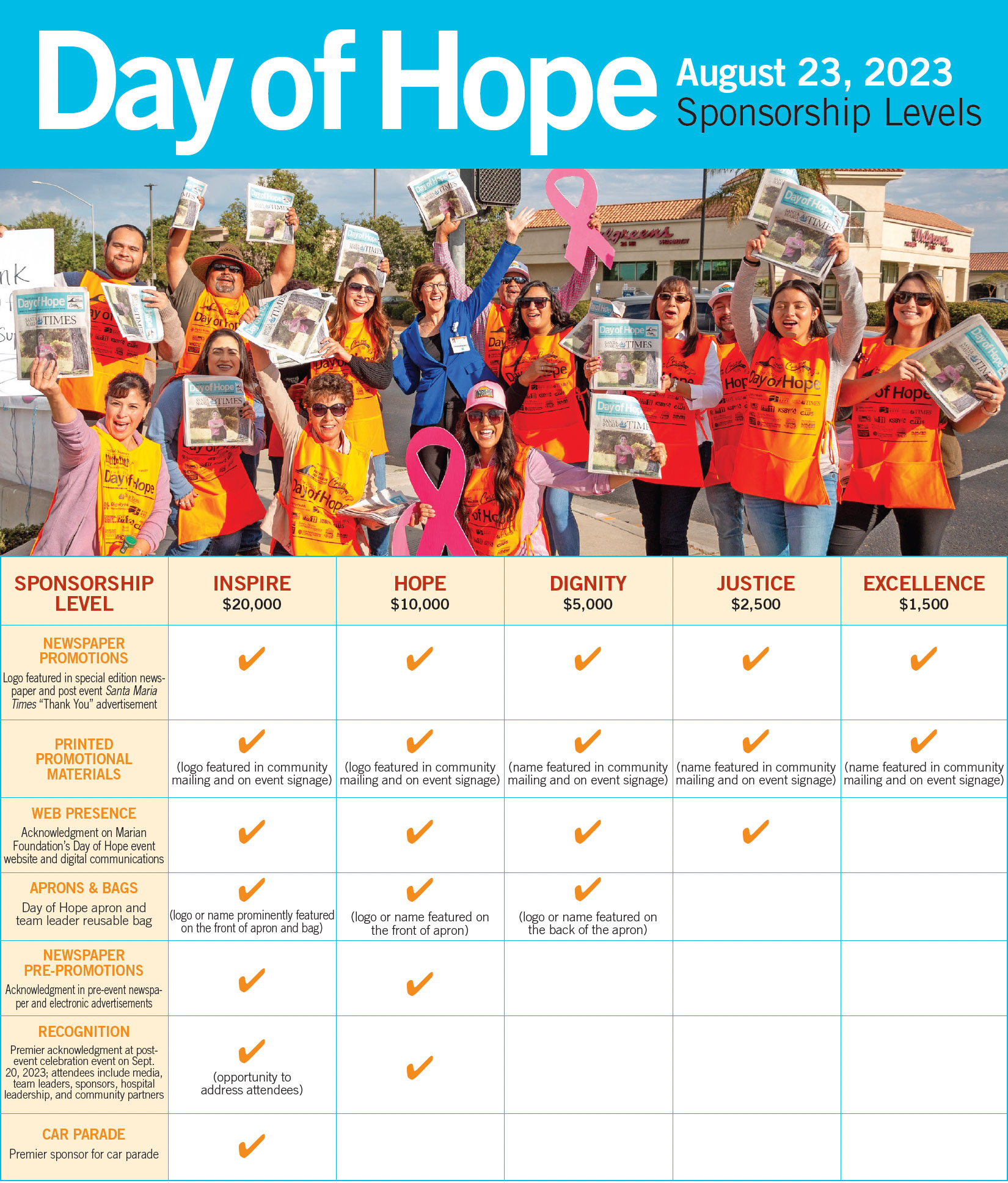 Day of Hope 2023 - Sponsorship Levels