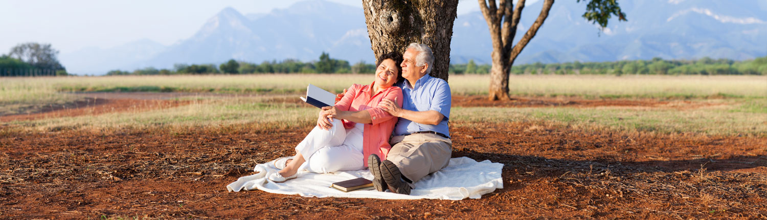 senior couple having a picnic